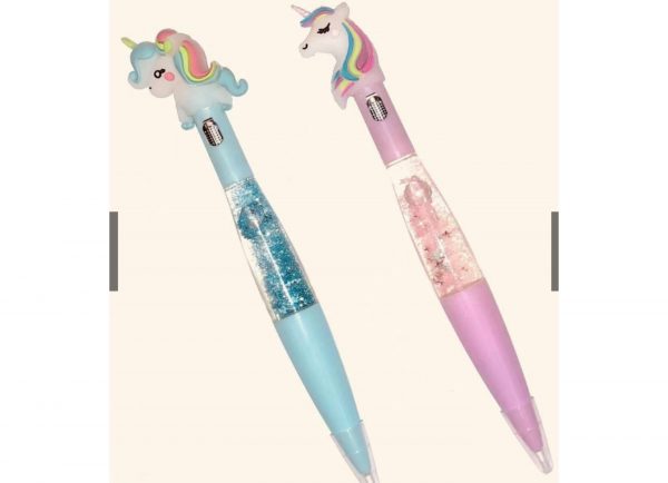 Unicorn Pen TWIN PACK Pink Purple Green Yellow Blue Home School Party Cool  Cute