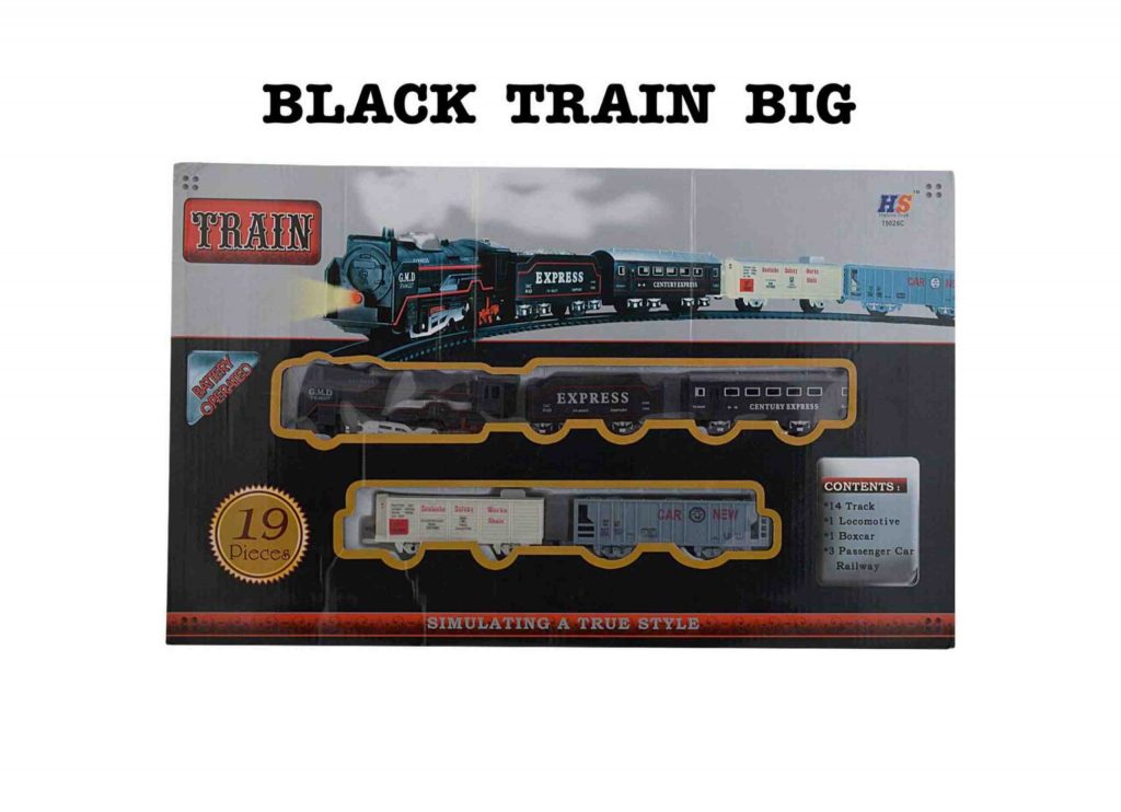 Big Black Train Set Battery Operated Realistic Looking Train